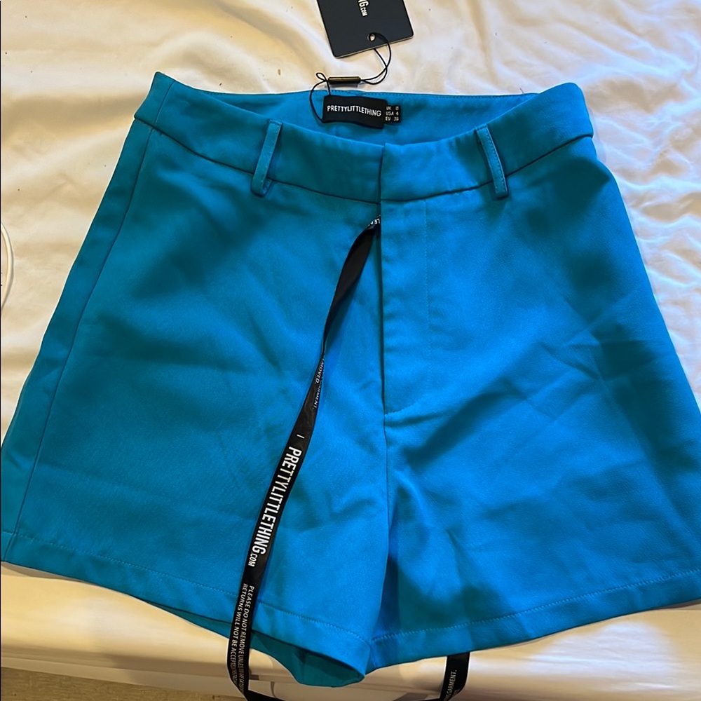 PrettyLittleThing Blue High Waist Shorts